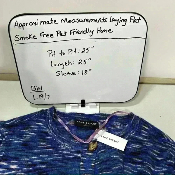 Lane Bryant Women Multicolored Cobalt Blue Button Up Sweater Cardigan Size 22/24 - Picture 10 of 10